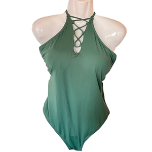 Leilani One Piece Halter Lace-up Swimsuit